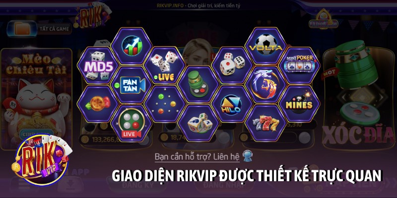 Giao diện Rikvip được thiết kế trực quan
