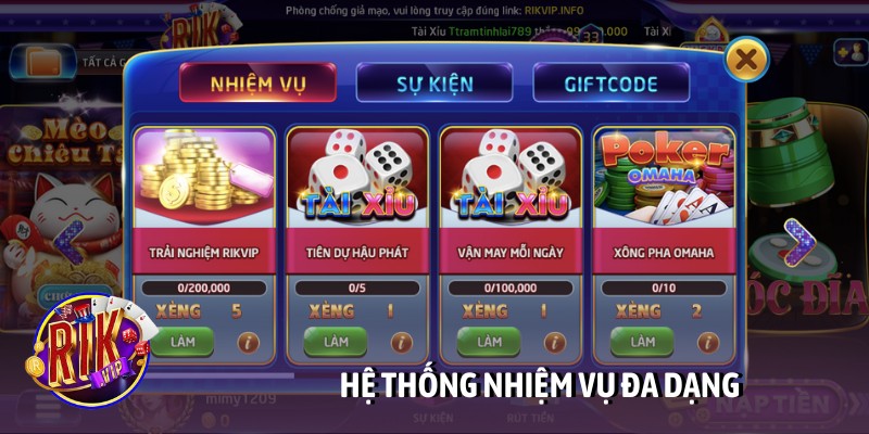 Hệ thống nhiệm vụ đa dạng